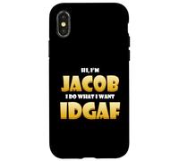 Carcasa para iPhone X/XS Jacob Costume Idgaf Meme Personalized Jacob First Name Jake