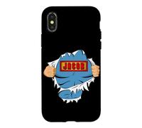 Carcasa para iPhone X/XS Jacob Name Superhero Gift for Boys Named Jacob