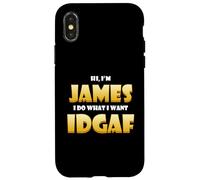 Carcasa para iPhone X/XS James Costume Idgaf Meme Personalized Jim First Name James