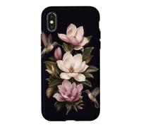 Carcasa para iPhone X/XS Jardín botánico de Flores de Magnolia de colibrí