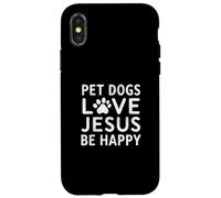 Carcasa para iPhone X/XS Jesus and Dogs Café Perro Cristiano Mamá Fe