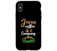 Carcasa para iPhone X/XS Jesus Coffee and Camping Cafeine Barista Camp Lover