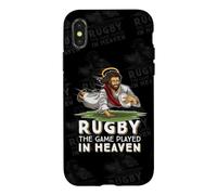 Carcasa para iPhone X/XS Jesús Jugando al Rugby Rugby - The Game Played In Heaven