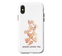 Carcasa para iPhone X/XS Jesus Loves You - American Sign Language Watercolor