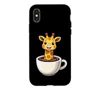 Carcasa para iPhone X/XS Jirafa en Taza de café Divertido gráfico Animal