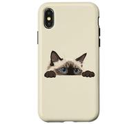 Carcasa para iPhone X/XS Judging You Silently Ragdoll Ojos Azules Asoma