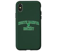 Carcasa para iPhone X/XS Jugador de Hockey sobre Hielo Dakota del Norte Dakotan Midwest Puck Off NDak