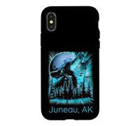 Carcasa para iPhone X/XS Juneau Alaska Howling Wolf Moon Forest Nature Lover