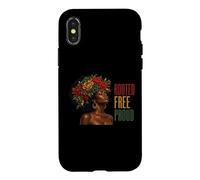 Carcasa para iPhone X/XS Juneteenth Rooted Free Proud Black Woman Afro Floral