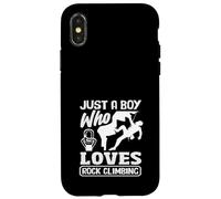 Carcasa para iPhone X/XS Just A Boy Who Loves Rock Climbing Kids Escalador