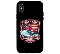 Carcasa para iPhone X/XS Just A Girl Who Loves Skiing American Skier Ski Resort USA