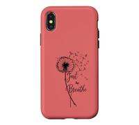 Carcasa para iPhone X/XS Just Breathe Dandelion Butterfly Inspirational Boho Floral
