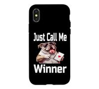 Carcasa para iPhone X/XS Just Call Me Winner Funny Dog Playing Cards Game Night