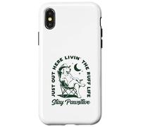 Carcasa para iPhone X/XS Just out Here Living The Ruff Life Stay Pawsitive Cowboy Dog