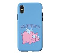 Carcasa para iPhone X/XS Just Wingin' It Derpy Flying Pig