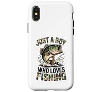 Carcasa para iPhone X/XS Juventud Pesca Camo Bass Fish Just Boy Who Love Fishing Funny