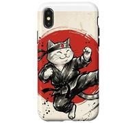Carcasa para iPhone X/XS Karate Gato Japonés Artes Marciales Sumi-e Japón Vintage Mamá