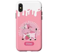 Carcasa para iPhone X/XS Kawaii Cute Pink Cow, Strawberry Milk Girl