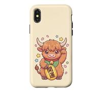 Carcasa para iPhone X/XS Kawaii Highland Cow Maneki Neko Fortune Granja Japonesa