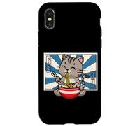 Carcasa para iPhone X/XS Kawaii Ramen Gray Tabby Cat Lover