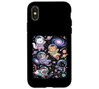 Carcasa para iPhone X/XS Kawaii Space Cats Astronauta Galaxia Estrellas Planetas