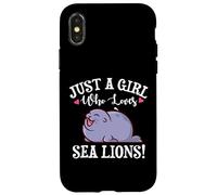 Carcasa para iPhone X/XS Kawaii Womens Kids Just A Girl Who Loves Sea Lions Lover