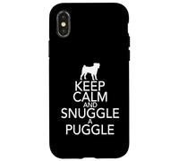 Carcasa para iPhone X/XS Keep Calm and Snuggle A Puggle Dog Lover Pug Camiseta