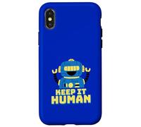 Carcasa para iPhone X/XS Keep It Human (Declaración Anti AI) (Funny Robot Graphic)