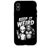 Carcasa para iPhone X/XS Keep It Weird, Divertido gráfico de Alien Bigfoot, Retro y Misterioso