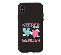 Carcasa para iPhone X/XS Keeper of The Gender Reveal Baby Shower Embarazo Rosa Azul