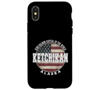 Carcasa para iPhone X/XS Ketchikan Alaska, Bandera Americana Vintage