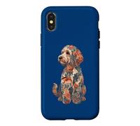 Carcasa para iPhone X/XS Kids Girls Multicolored Folk Art Cockapoo Dog Lover