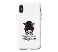 Carcasa para iPhone X/XS Kinda Busy Being A Dog Mom Pharaoh Hound Funny Messy Bun