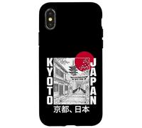 Carcasa para iPhone X/XS Kioto Japón Pagoda Torii Puerta Rojo Sol Bosquejo Retro