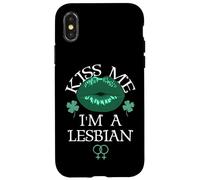 Carcasa para iPhone X/XS Kiss Me I'm a Lesbian St Patricks Day Green Lips Les Pride