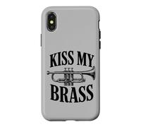 Carcasa para iPhone X/XS Kiss My Brass Trompeta Juego de Palabras Divertido Banda de música Músico Juego de Palabras