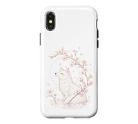Carcasa para iPhone X/XS Kitsune Fox Cherry Blossoms Meditación Zen Yoga Vida Mujeres