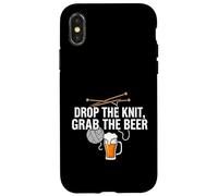 Carcasa para iPhone X/XS Knitter Craft Beer Drinker Drop The Knit Grab The Beer