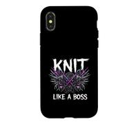 Carcasa para iPhone X/XS Knitting Crafter Knit Like A Boss Heavy Metals Skull