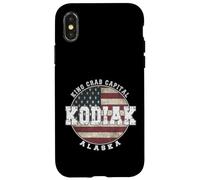 Carcasa para iPhone X/XS Kodiak Alaska, Bandera Americana Vintage