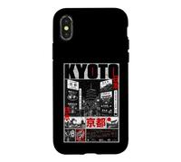 Carcasa para iPhone X/XS Kyoto Japón Templo Ciudad Póster Arte Ilustración
