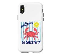 Carcasa para iPhone X/XS La Dolce Vita Crab Lemon Italia Costera Verano Retro Gráfico