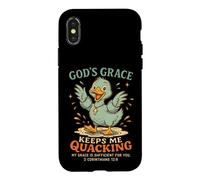 Carcasa para iPhone X/XS La Gracia de Dios me Mantiene cuestionando Pato Cristiano