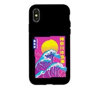 Carcasa para iPhone X/XS La Gran Ola, Vaporwave Anime Estética Glitch Japonés