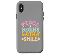 Carcasa para iPhone X/XS La Paz Comienza con una Sonrisa Mujer niños Hombres