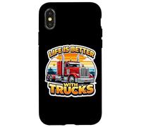 Carcasa para iPhone X/XS La Vida es Mejor con Semi Trucks Driver Trucker Truckie Truck