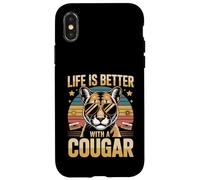 Carcasa para iPhone X/XS La Vida es Mejor con una Camisa Cougar Funny Cougars