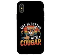 Carcasa para iPhone X/XS La Vida es Mejor con una Camisa Cougar Funny Cougars