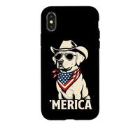 Carcasa para iPhone X/XS Lab Labrador Retriever Dog American Flag Bandana Gafas de Sol