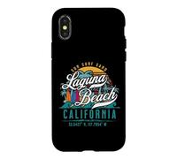 Carcasa para iPhone X/XS Laguna Beach California USA Retro Sun Sand Surf Palmeras